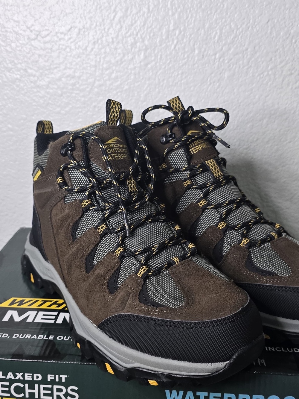 Skechers Men's Brown and Gray Waterproof Outdoor Hiking Boots